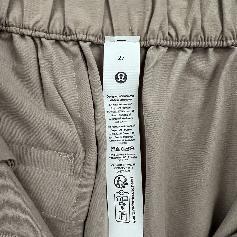 NWT Lululemon LuluLinen High-Rise Pleated Short 6" Sheer Oak Tan Linen Blend 27 - Picture 6 of 13